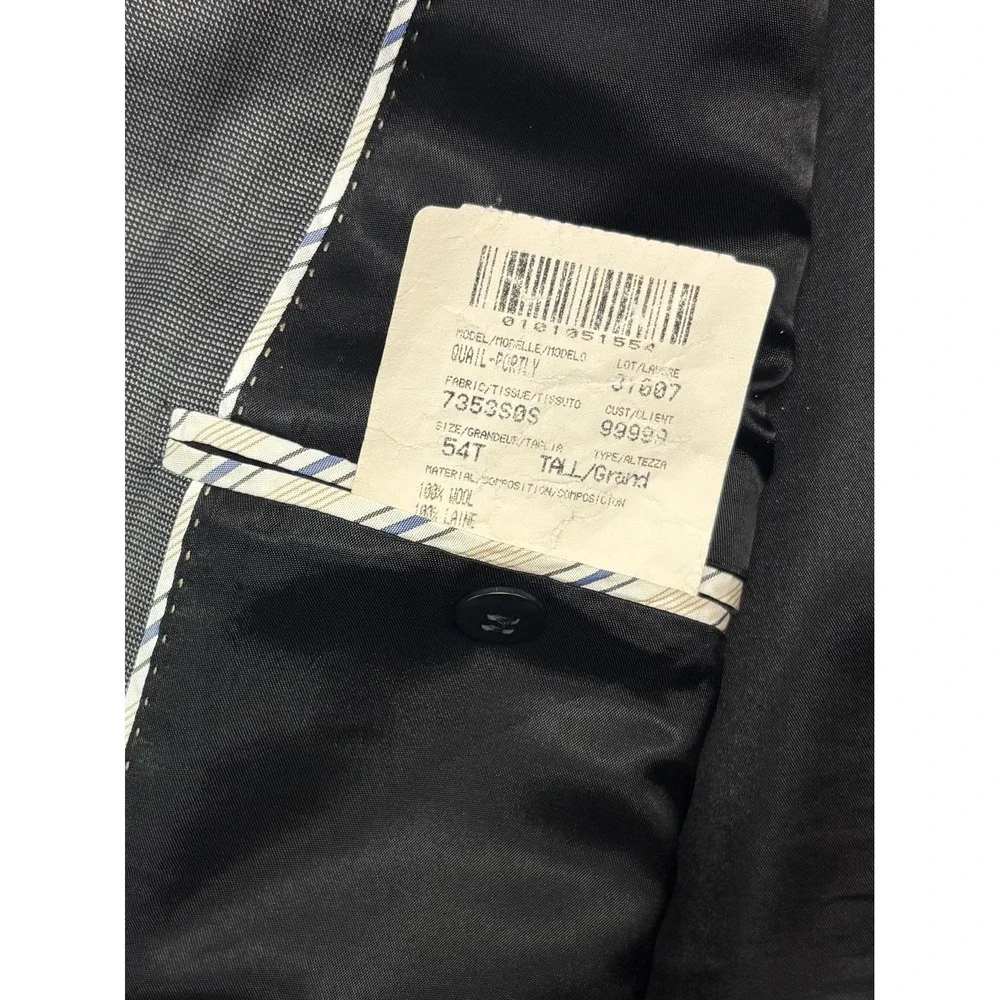 Gray Nailhead 54T 54L Blazer Jacket Sport Suit Coat 100% Wool All Season Mens